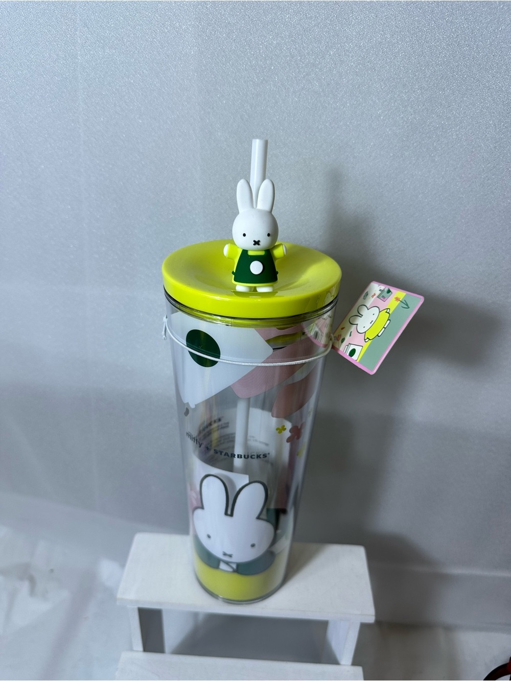 Starbucks Miffy Yellow and Green Bunny Straw Tumbler